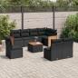 Preview: ARDEBO.de - 9-tlg. Garten-Sofagarnitur mit Kissen Schwarz Poly Rattan