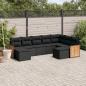 Preview: ARDEBO.de - 9-tlg. Garten-Sofagarnitur mit Kissen Schwarz Poly Rattan