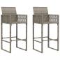 Preview: ARDEBO.de - Garten-Barhocker 2 Stk. Grau Poly Rattan