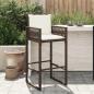 Preview: ARDEBO.de - Garten-Barhocker mit Kissen 2 Stk. Braun Poly Rattan