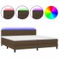 Preview: Boxspringbett mit Matratze & LED Dunkelbraun 200x200 cm Stoff