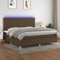 Preview: ARDEBO.de - Boxspringbett mit Matratze & LED Dunkelbraun 200x200 cm Stoff