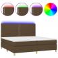 Preview: Boxspringbett mit Matratze & LED Dunkelbraun 200x200 cm Stoff