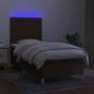 Preview: Boxspringbett mit Matratze & LED Dunkelbraun 90x200 cm Stoff