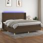 Preview: ARDEBO.de - Boxspringbett mit Matratze & LED Dunkelbraun 200x200 cm Stoff