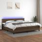 Preview: ARDEBO.de - Boxspringbett mit Matratze & LED Dunkelbraun 200x200 cm Stoff