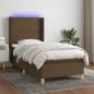 Preview: ARDEBO.de - Boxspringbett mit Matratze & LED Dunkelbraun 100x200 cm Stoff