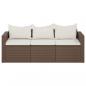 Preview: Gartensofa 3-Sitzer mit Kissen Braun Poly Rattan