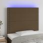 Preview: ARDEBO.de - LED Kopfteil Dunkelbraun 100x5x118/128 cm Stoff