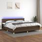 Preview: ARDEBO.de - Boxspringbett mit Matratze & LED Dunkelbraun 200x200 cm Stoff