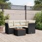 Preview: ARDEBO.de - 5-tlg. Garten-Sofagarnitur mit Kissen Schwarz Poly Rattan