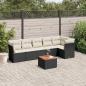 Preview: ARDEBO.de - 7-tlg. Garten-Sofagarnitur mit Kissen Schwarz Poly Rattan