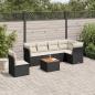 Preview: ARDEBO.de - 7-tlg. Garten-Sofagarnitur mit Kissen Schwarz Poly Rattan