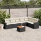 Preview: ARDEBO.de - 8-tlg. Garten-Sofagarnitur mit Kissen Schwarz Poly Rattan