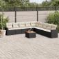 Preview: ARDEBO.de - 10-tlg. Garten-Sofagarnitur mit Kissen Schwarz Poly Rattan