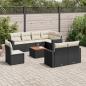 Preview: ARDEBO.de - 9-tlg. Garten-Sofagarnitur mit Kissen Schwarz Poly Rattan