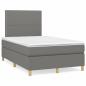 Preview: ARDEBO.de - Boxspringbett mit Matratze & LED Dunkelgrau 120x190 cm Stoff