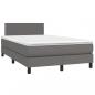 Preview: ARDEBO.de - Boxspringbett mit Matratze & LED Grau 120x190 cm Kunstleder