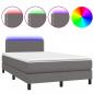 Preview: Boxspringbett mit Matratze & LED Grau 120x190 cm Kunstleder