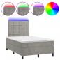 Preview: Boxspringbett mit Matratze & LED Hellgrau 120x190 cm Samt