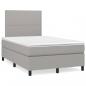 Preview: ARDEBO.de - Boxspringbett mit Matratze & LED Hellgrau 120x190 cm Stoff