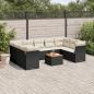 Preview: ARDEBO.de - 10-tlg. Garten-Sofagarnitur mit Kissen Schwarz Poly Rattan