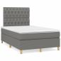 Preview: ARDEBO.de - Boxspringbett mit Matratze & LED Dunkelgrau 120x190 cm Stoff