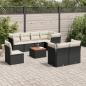 Preview: ARDEBO.de - 9-tlg. Garten-Sofagarnitur mit Kissen Schwarz Poly Rattan