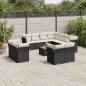 Preview: ARDEBO.de - 12-tlg. Garten-Sofagarnitur mit Kissen Schwarz Poly Rattan