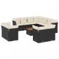 Preview: 12-tlg. Garten-Sofagarnitur mit Kissen Schwarz Poly Rattan