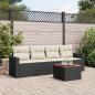 Preview: ARDEBO.de - 5-tlg. Garten-Sofagarnitur mit Kissen Schwarz Poly Rattan