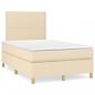 Preview: ARDEBO.de - Boxspringbett mit Matratze & LED Creme 120x190 cm Stoff