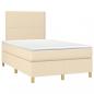 Preview: Boxspringbett mit Matratze & LED Creme 120x190 cm Stoff