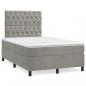 Preview: ARDEBO.de - Boxspringbett mit Matratze & LED Hellgrau 120x190 cm Samt