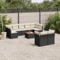 Preview: ARDEBO.de - 10-tlg. Garten-Sofagarnitur mit Kissen Schwarz Poly Rattan