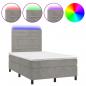 Preview: Boxspringbett mit Matratze & LED Hellgrau 120x190 cm Samt