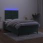 Preview: Boxspringbett mit Matratze & LED Dunkelgrün 120x190 cm Samt