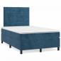 Preview: ARDEBO.de - Boxspringbett mit Matratze & LED Dunkelblau 120x190 cm Samt