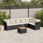 Preview: ARDEBO.de - 8-tlg. Garten-Sofagarnitur mit Kissen Schwarz Poly Rattan