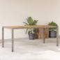 Preview: ARDEBO.de - Gartentisch mit Akazienholz-Platte Grau 190x90x75cm Poly Rattan