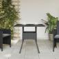 Preview: Gartentisch mit Glasplatte Schwarz 80x80x75 cm Poly Rattan