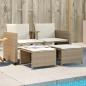 Preview: ARDEBO.de - Gartensofa 2-Sitzer mit Tisch und Hockern Beige Poly Rattan