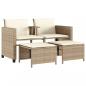 Preview: Gartensofa 2-Sitzer mit Tisch und Hockern Beige Poly Rattan