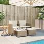 Preview: Gartensofa 2-Sitzer mit Tisch und Hockern Beige Poly Rattan