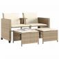 Preview: Gartensofa 2-Sitzer mit Tisch und Hockern Beige Poly Rattan