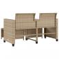 Preview: Gartensofa 2-Sitzer mit Tisch und Hockern Beige Poly Rattan