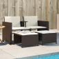 Preview: ARDEBO.de - Gartensofa 2-Sitzer mit Tisch und Hockern Braun Poly Rattan