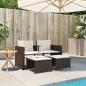 Preview: Gartensofa 2-Sitzer mit Tisch und Hockern Braun Poly Rattan