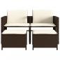 Preview: Gartensofa 2-Sitzer mit Tisch und Hockern Braun Poly Rattan