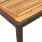 Preview: Gartentisch mit Holzplatte Schwarz 90x90x75 cm Poly Rattan